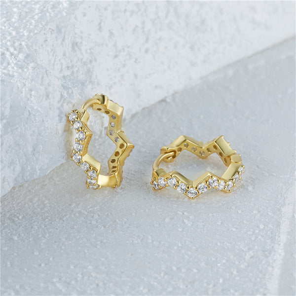 Wave Pave Huggie Hoop Earrings