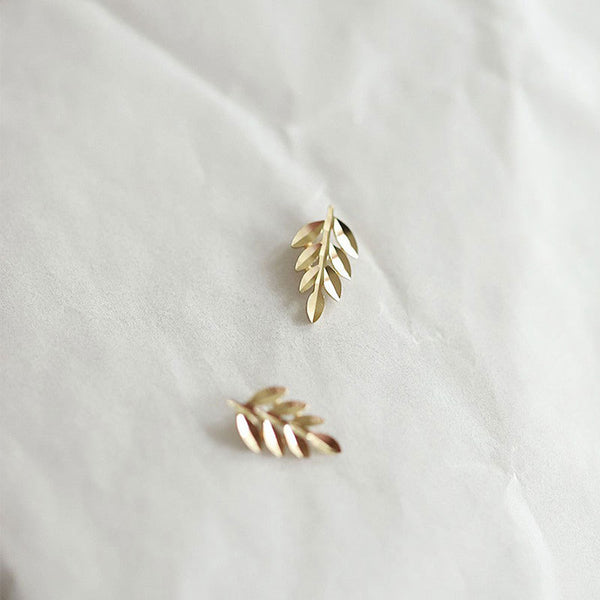 Tiny Small Leaf Stud Earrings