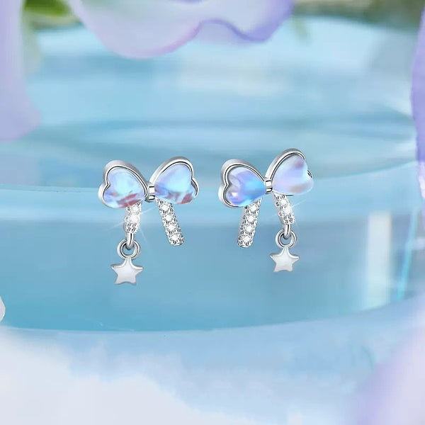 Dainty Bow Star Stud Earrings