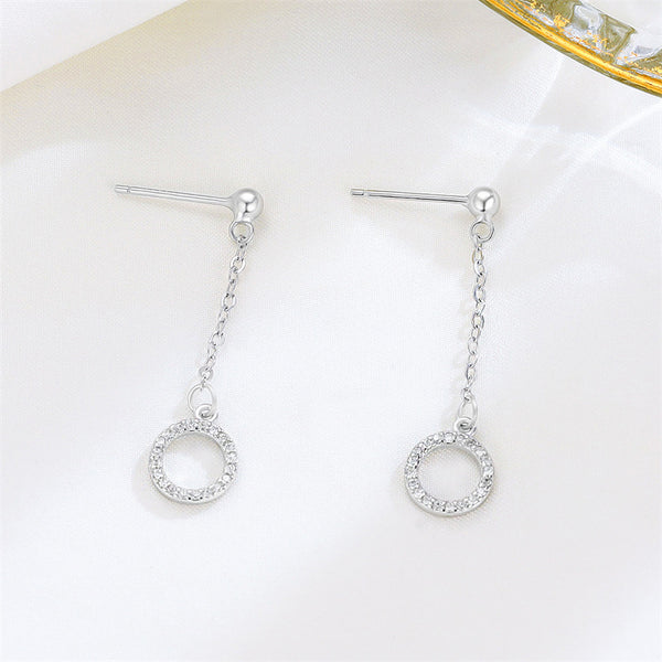 Pave Circle Drop Stud Earrings