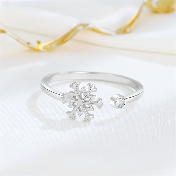 Silver Snowflake Open Ring