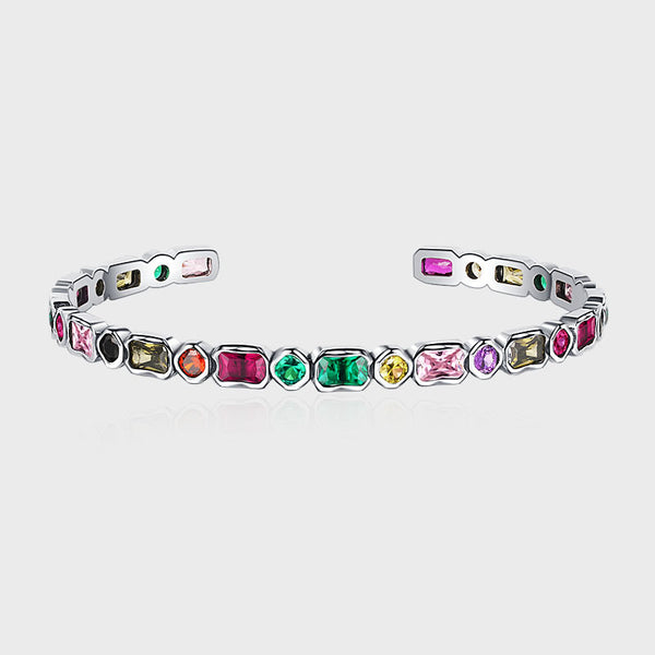 Vintage Rainbow Gem Bangle Bracelet