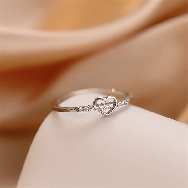 Silver Heart Slim Ring