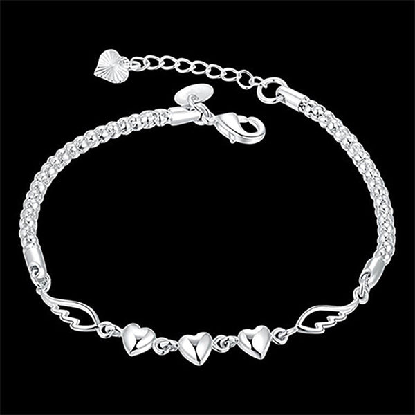 Triple Heart Angel Wing Bracelet