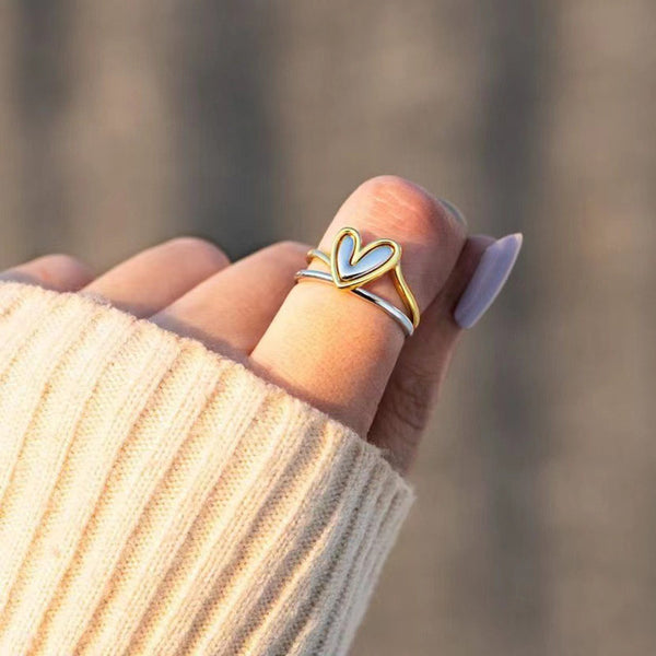 Irregular Two-Tone Heart Ring