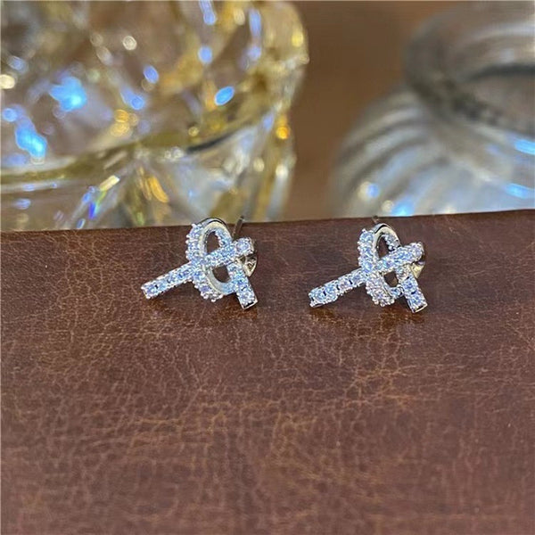 Dainty Heart Knot Stud Earrings