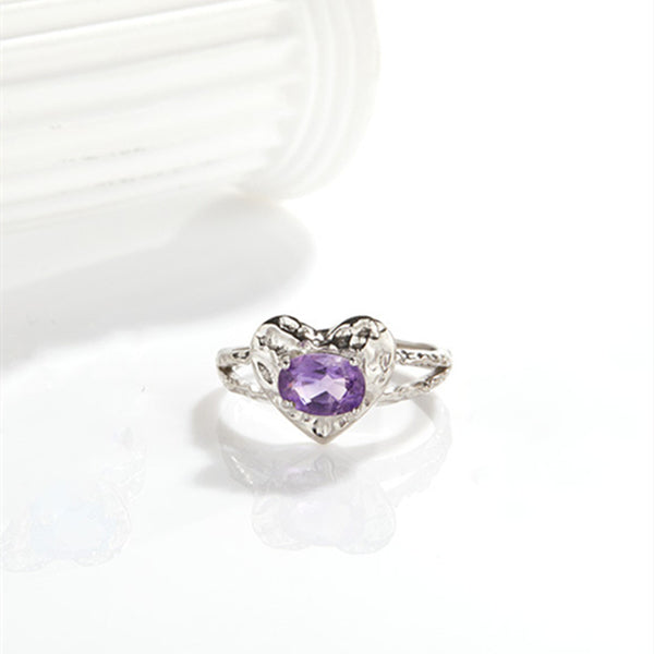 Crystal Stone Heart Stacking Ring