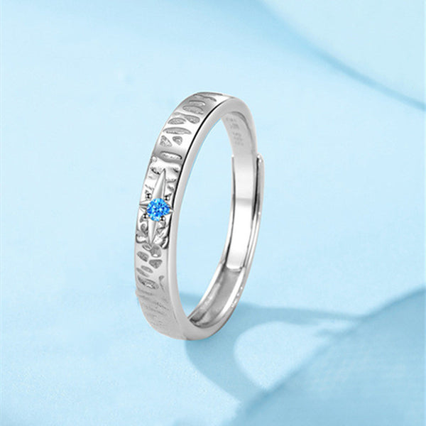 Blue Star Matching Couple Band Ring