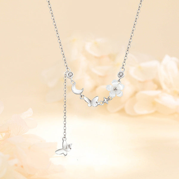 Dainty Flower Butterfly Necklace