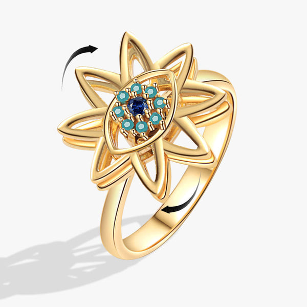 Evil Eye Flower Fidget Spinner Ring