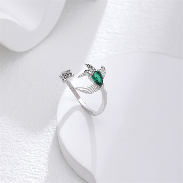 Green Gem Hummingbird Stacking Ring