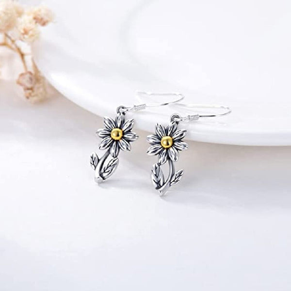 Sunflower Drop Hook Earrings