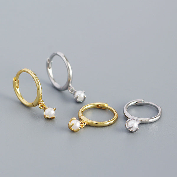 Imitation Pearl Hoop Earrings