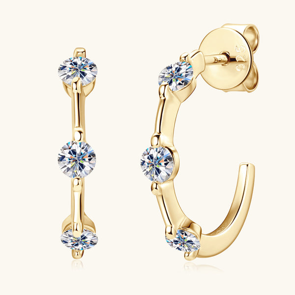 Moissanite C Hoop Wedding Earrings