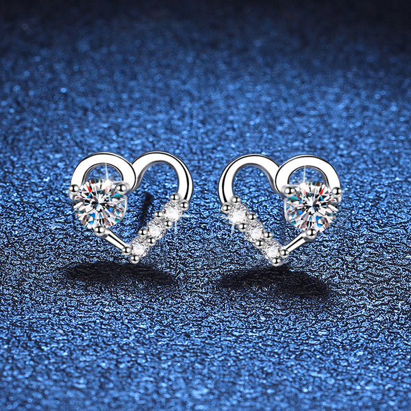 Moissanite Heart Wedding Stud Earrings