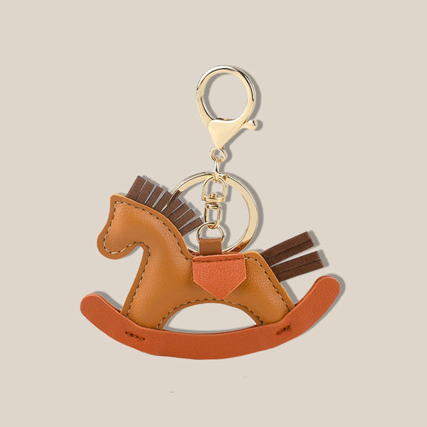 Rocking Horse Leather Car Keychain