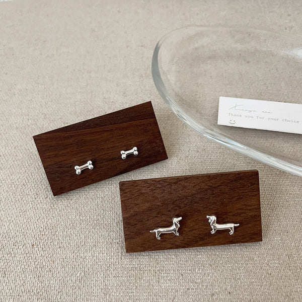 Dachshund Dog Bone Stud Earrings