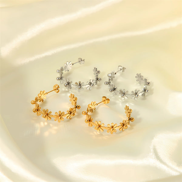 Vintage Flower Hoop Earrings