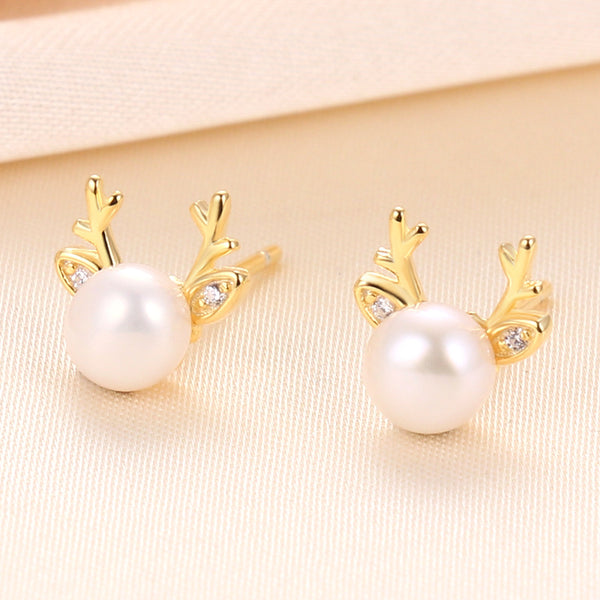 Natural Pearl Antler Stud Earrings