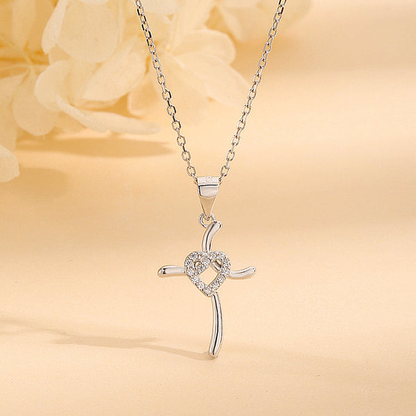 Heart Knot Cross Pendant Necklace