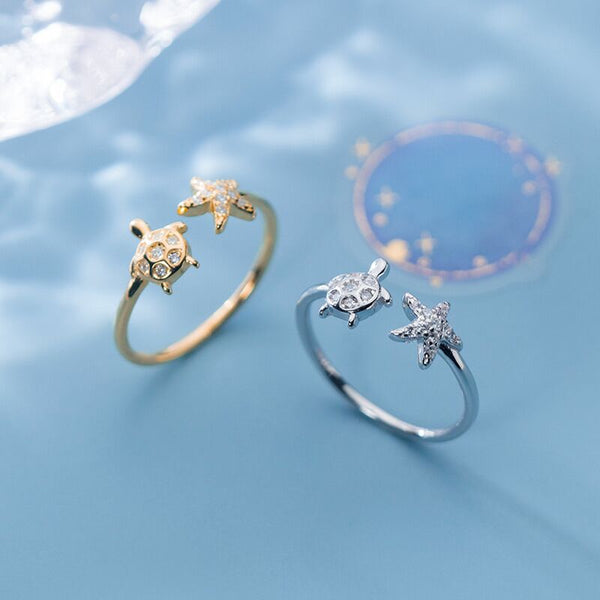 Sea Turtle Starfish Ring