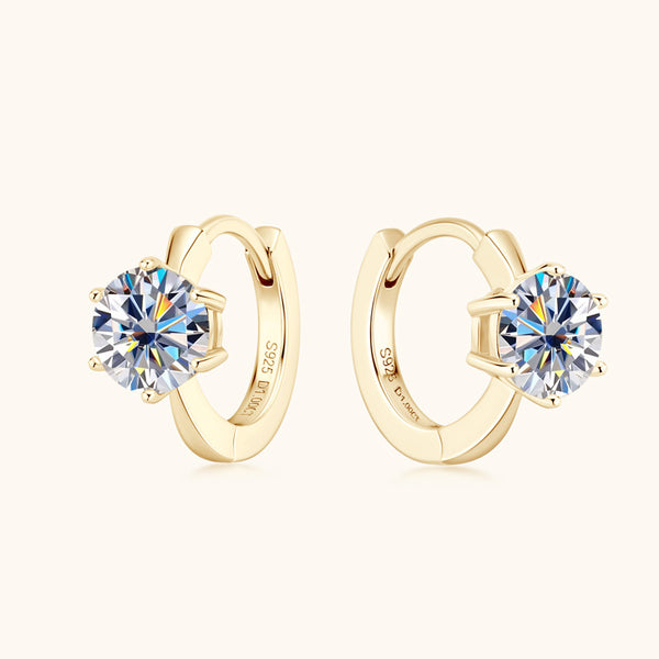 Six-Prong Moissanite Hoop Earrings