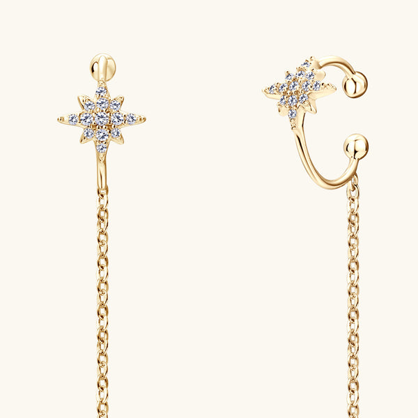 Star Moissanite Threader Earrings