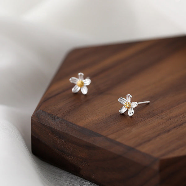 Silver Flower Stud Earrings