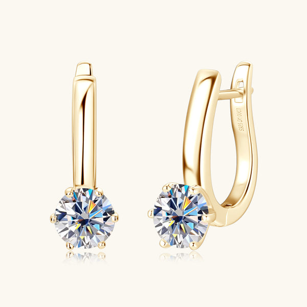 Six-Prong Moissanite U-Shaped Earrings