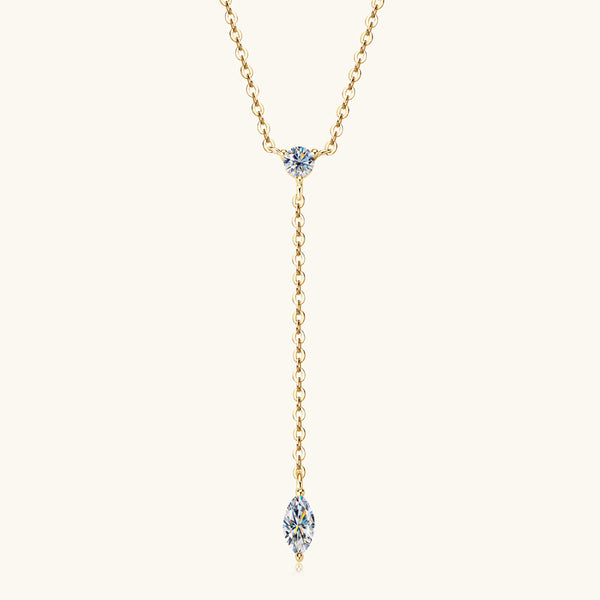 Marquise Moissanite Drop Y Necklace