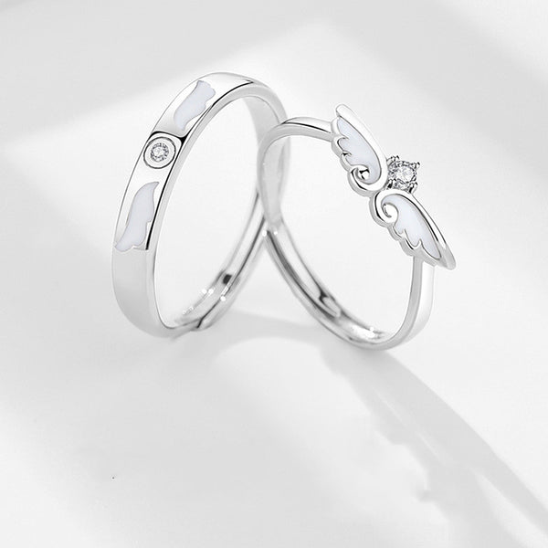 Luminous Angel Wing Couple Ring