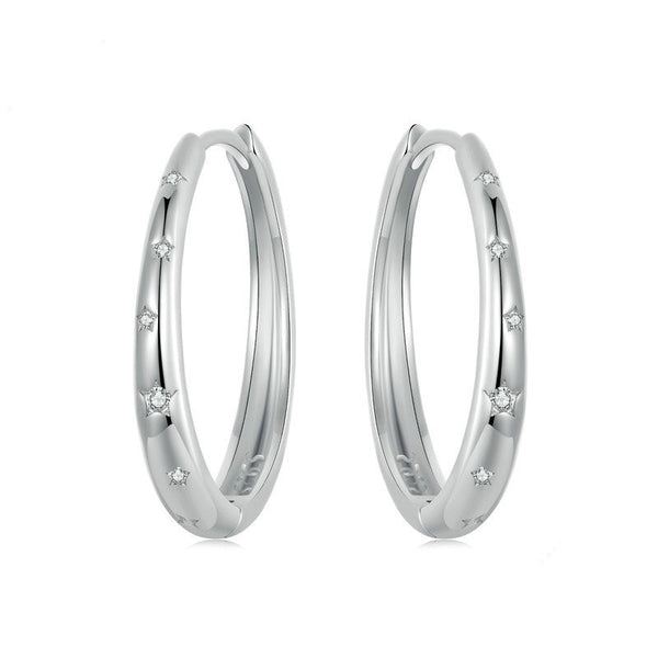 Silver Star Hoop Earrings