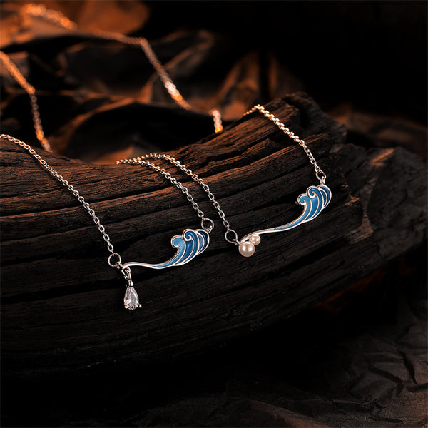 Blue Ocean Wave Necklace