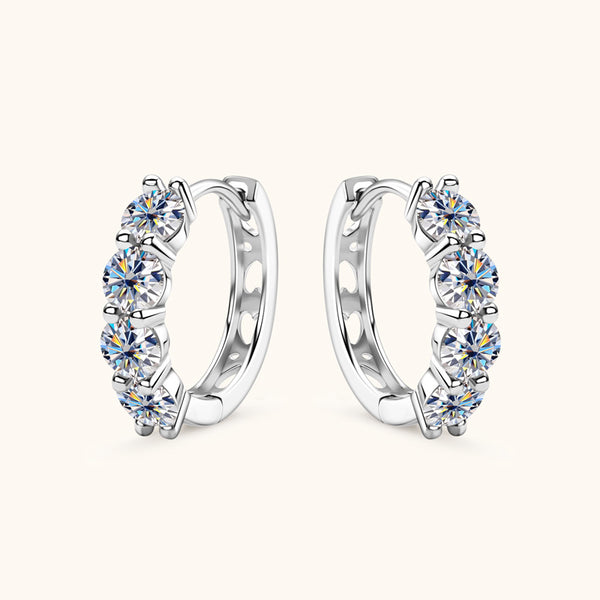 Round Moissanite Heart Hoop Earrings