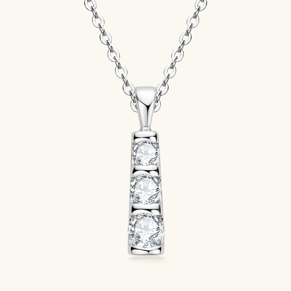 Three Stone Moissanite Necklace