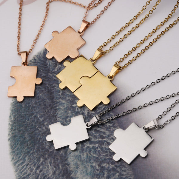 Puzzle Pendant Couple Necklace