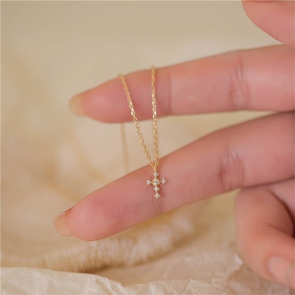 Dainty Cross Charm Pendant Necklace