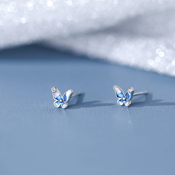 Blue Butterfly Stud Earrings