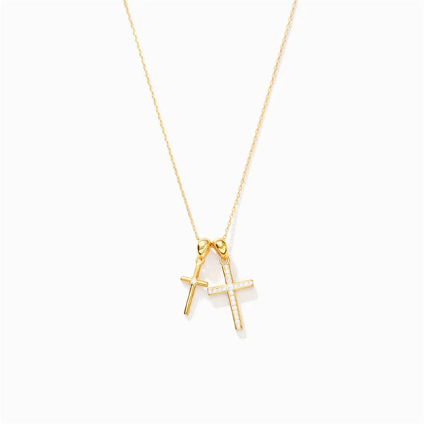 Double Cross Pendant Necklace