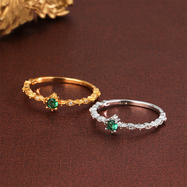 Gold Emerald Stacking Ring