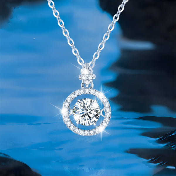 Moissanite Dancing Stone Circle Necklace