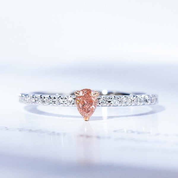 Pink Teardrop Pave Ring