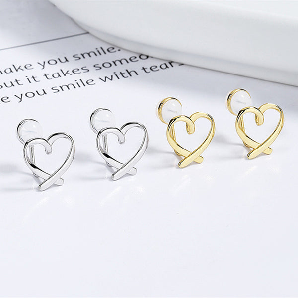 Twist Hollow Heart Clip Earrings