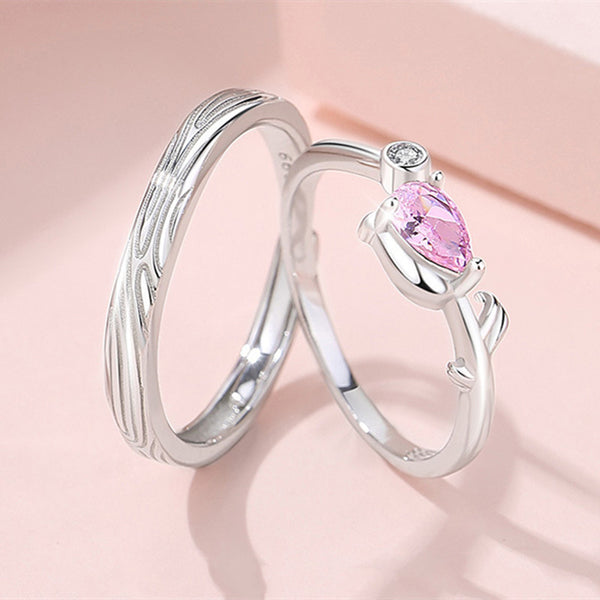 Rose Flower Couple Ring