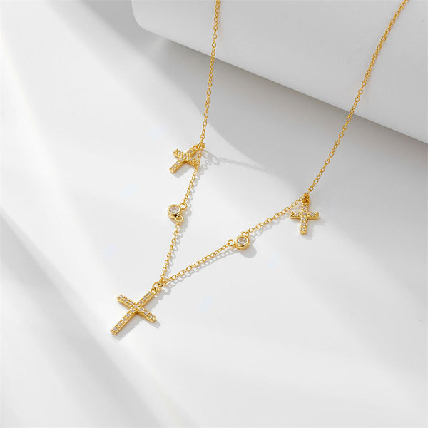 Dainty Triple Cross Necklace