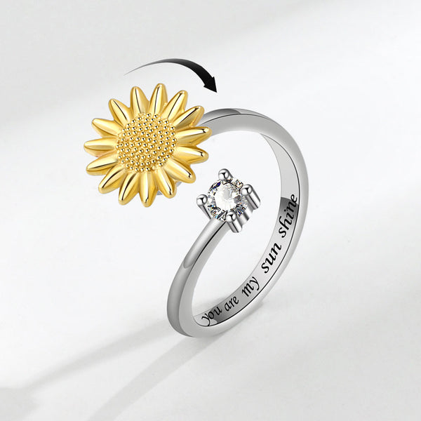 Sunflower Anxiety Fidget Spinner Ring