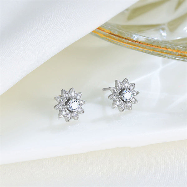 Mini Silver Flower Stud Earrings