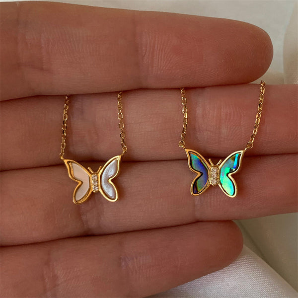 Natural Shell  Butterfly Necklace