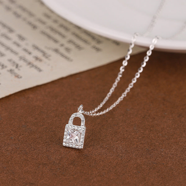 Silver Lock Pendant Necklace