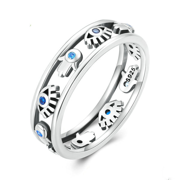 Evil Eye Hamsa Hand Ring